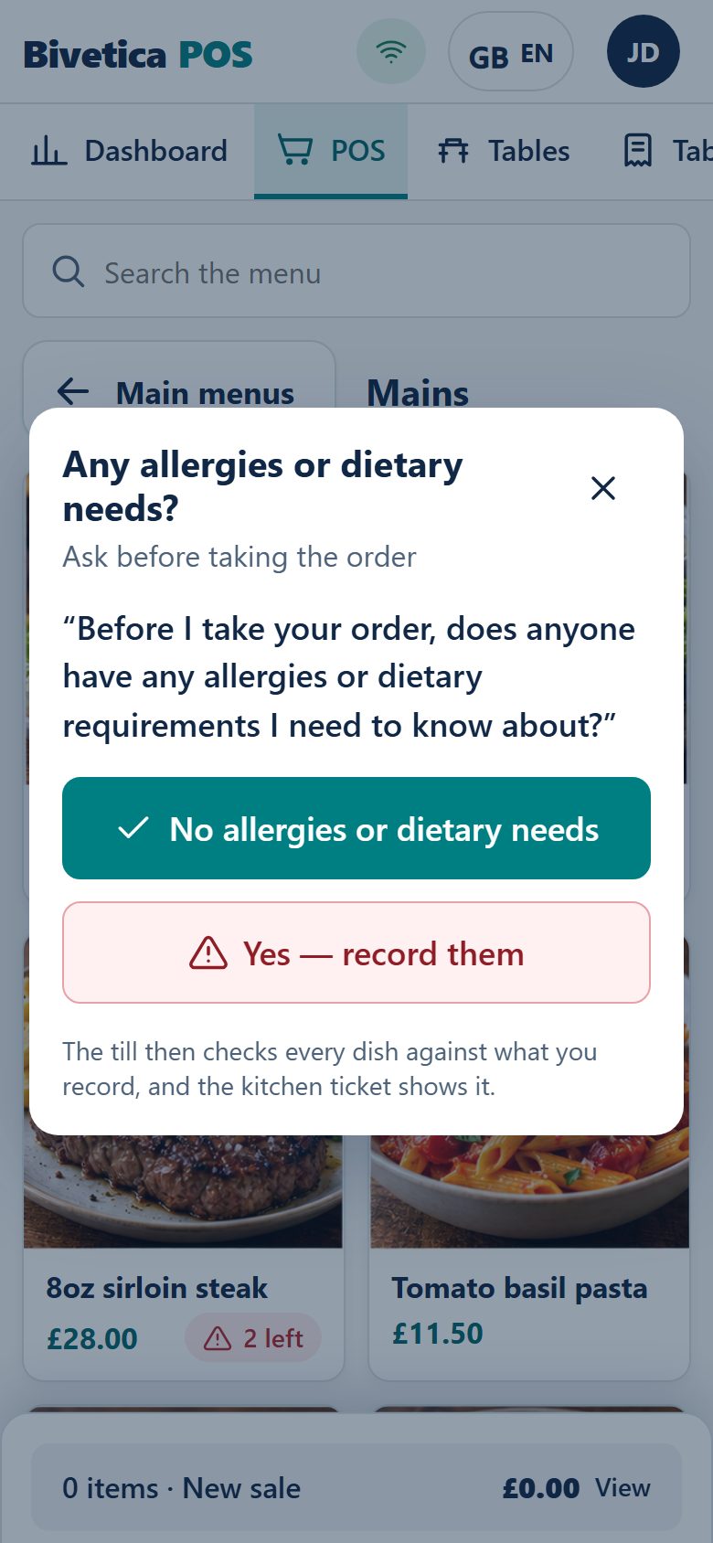 The same allergy question on a phone